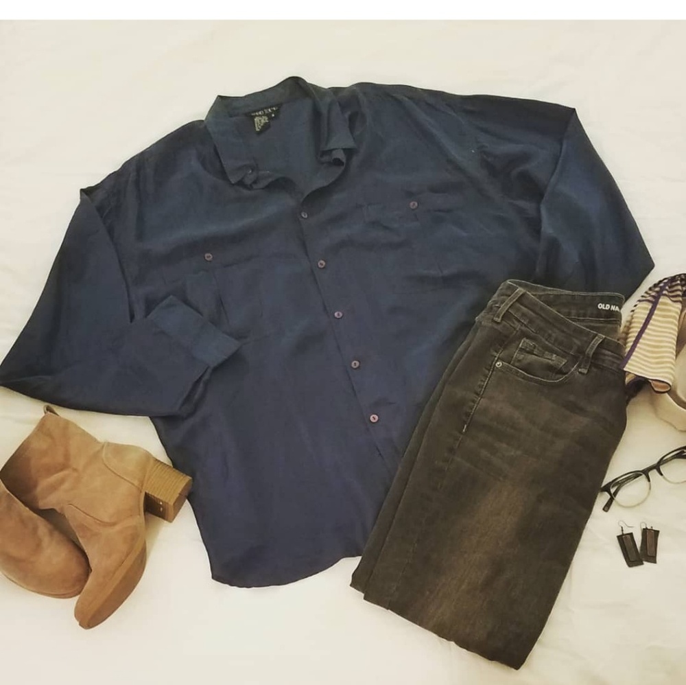 Oversized silk blouse tunic